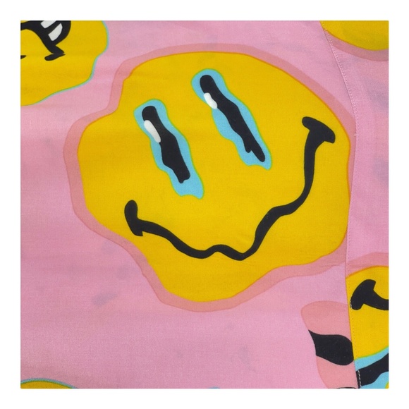 Cornerstore Bodega Pink Stoned Happy Face Mushroom Camp Shirt Mens L New $79.00 - Picture 8 of 12